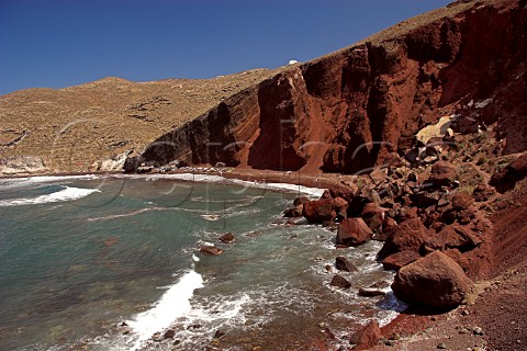 Red Beach and Kokkini Bay near Akrotiri Santorini   Cyclades Islands Greece