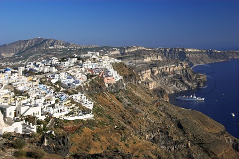 Fira the capital of Santorini viewed from   Imerovigli     Cyclades Islands Greece