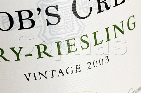 Label on wine bottle of Jacobs Creek 2003 Riesling