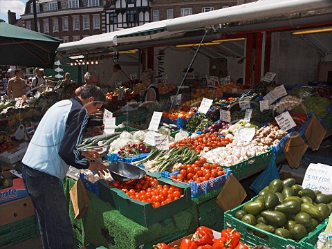 Fruit and vegetable stall in Kingston market   Kingston upon Thames Surrey