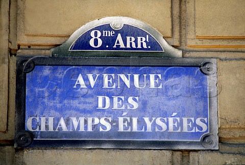 Avenue des Champs lyses street sign   Paris France