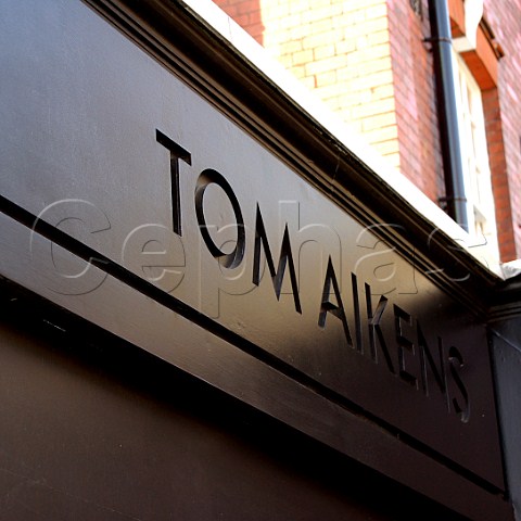 Sign of Tom Aikens restaurant in Elystan Street   Chelsea London SW3 England