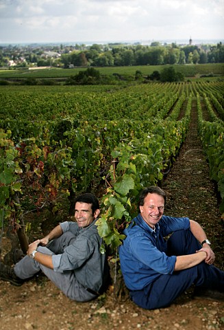 Dimitri Bazas winemaker left and Pierre Meurgey   in vineyard of Maison Champy  Beaune Cte dOr   France