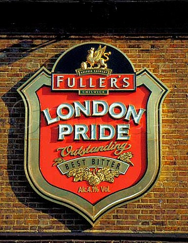 Sign for Fullers London Pride outside their Griffin   Brewery Chiswick London