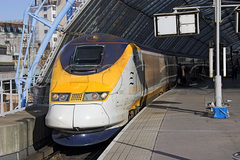 Eurostar high speed train at Waterloo International   Station London