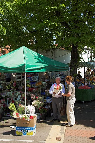Flower stall in Salisbury market Wiltshire England