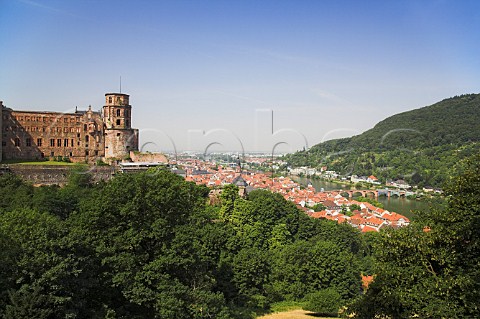 Heidelberg castle overlooking the old town and   Neckar River BadenWrttemberg Germany
