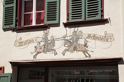 Decorative mural over small caf Heidelberg   BadenWrttemberg Germany