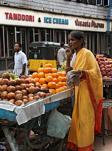 Indian woman selling fruit Chennai Madras India