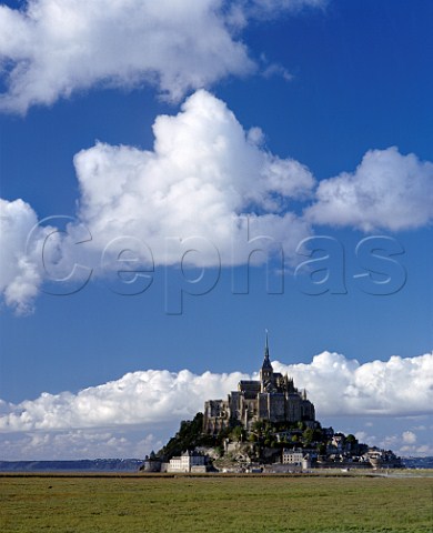Le MontStMichel built on the island of Mont  Tombe the 10thcentury Benedictine abbey is now a  national monument Manche France Basse Normandie
