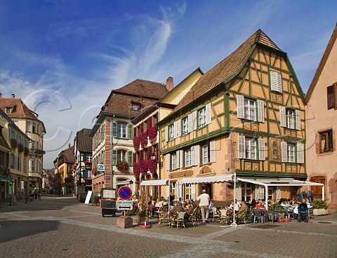 Restaurant in the main street of Ribeauvill   HautRhin France  Alsace