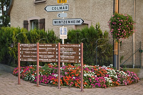 Direction signs to wineries in Turckheim HautRhin   France  Alsace