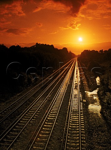 Railway lines at sunset