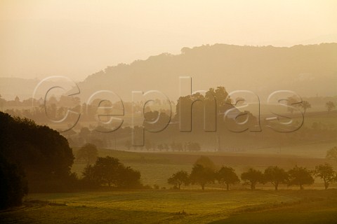 Early morning sun and mist at Schleid Germany