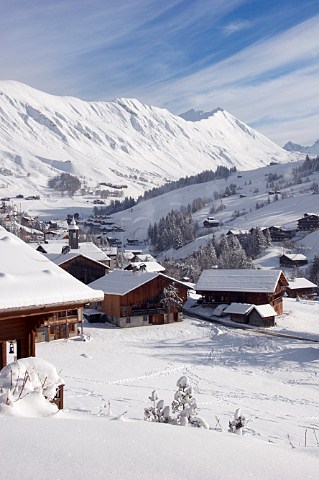 Winter at Le Chinaillon the ski resort of Le GrandBornand HauteSavoie France