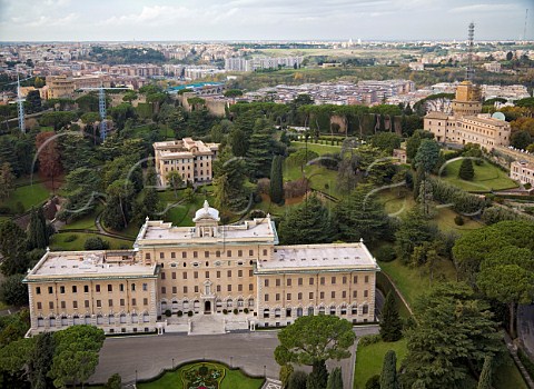Vatican City with the aerials of Radio Vatican on the right Rome Italy