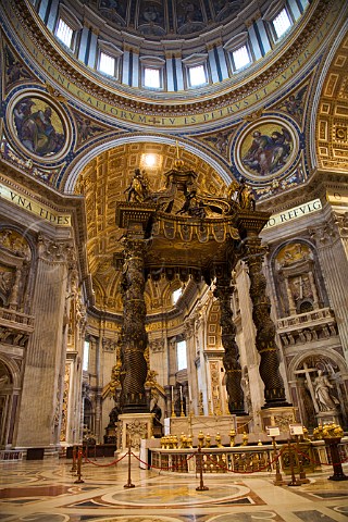 Baldacchino canopy in St Peters basilica Vatican City Rome Italy