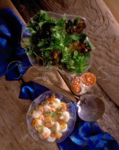 Ceviche and salad