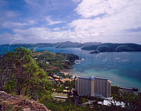 View over resort on Hamilton Island in the Whitsunday Islands Queensland Australia