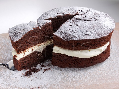 Chocolate cream filled sponge cake