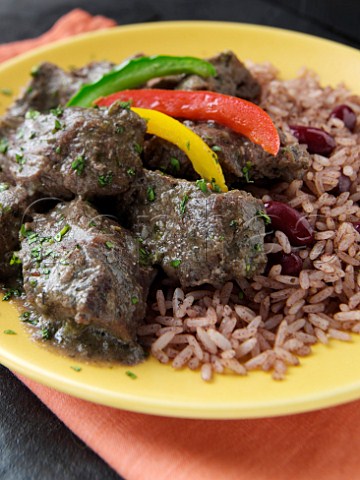 Beef with rice and kidney beans