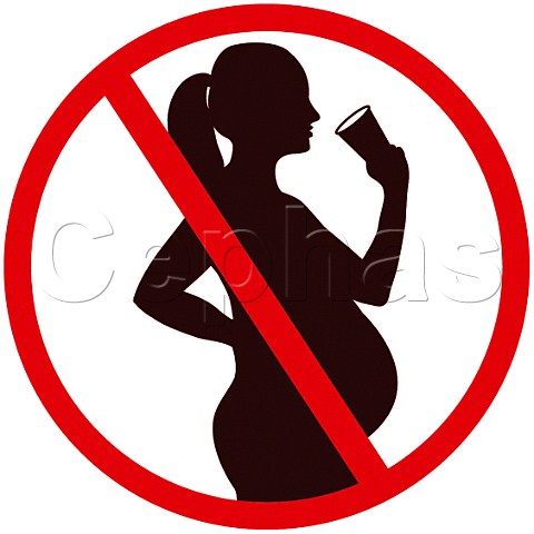 Pregnant woman health warning symbol on alcohol bottles issued by the French government