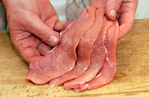 Slices of pork fillet