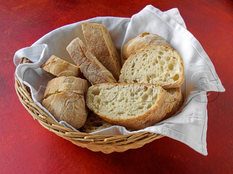 Basket of ciabatta bread
