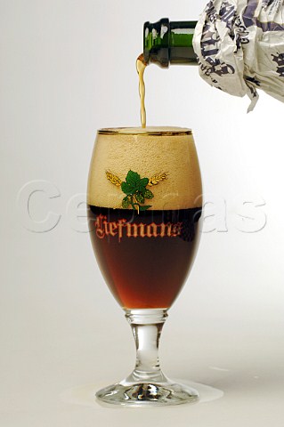 Pouring glass of Liefmans beer Belgium