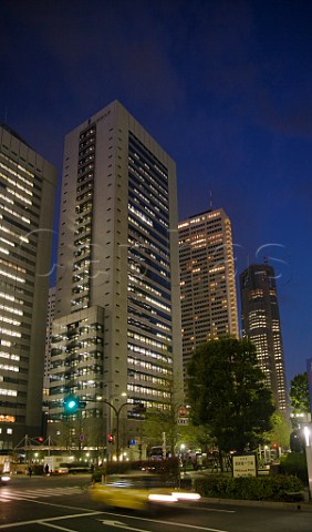 Shinjuku skyscraper district at dusk Tokyo