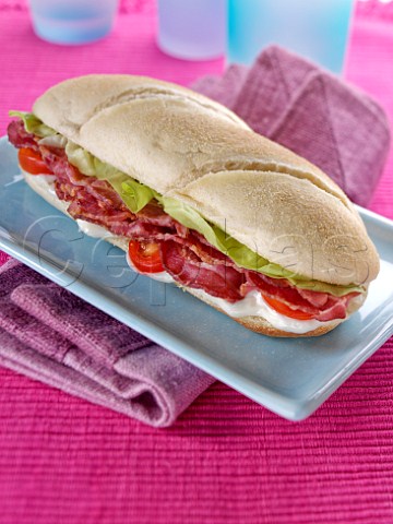 Bacon lettuce and tomato baguette