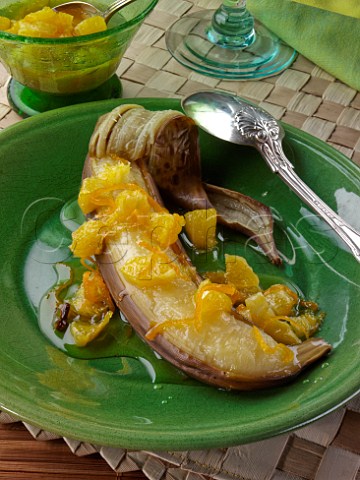 Grilled banana with caramelised orange sauce