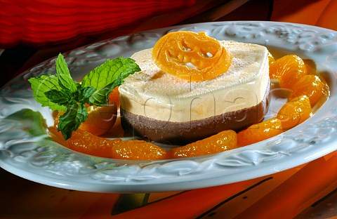 Vanilla chocolateorange dessert with Halloween decoration