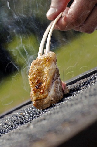 Lamb ribs on barbecue