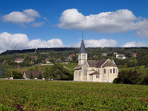 Church in Clos Marceaux vineyard at Poncey near Givry SaneetLoire France  Givry  Cte Chalonnaise