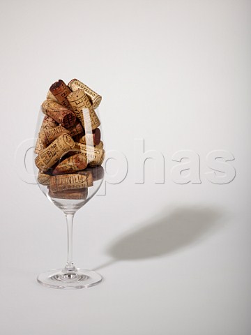 Bordeaux wine corks in a Riedel Bordeaux glass