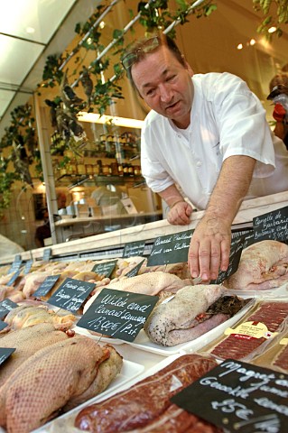 Butchers shop display showing prepared poultry
