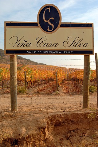 Sign in vineyard of Via Casa Silva   Colchagua Chile
