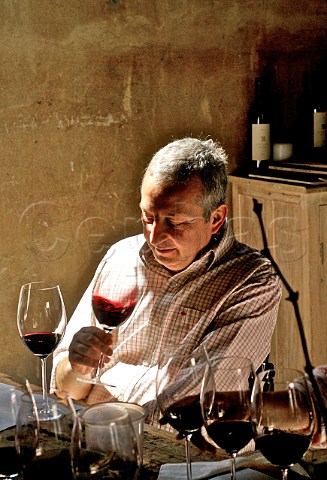 Roberto De La Mota tasting his Malbec   Mendel Wines Mendoza Argentina