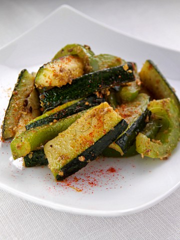 Dish of courgettes and peppers