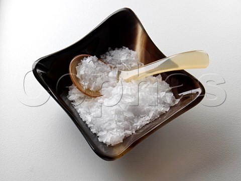 Maldon sea salt flakes in a bowl