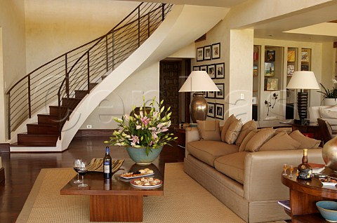 Living room of the Lapostolle exclusive casitas on the Clos Apalta estate in Colchagua Chile