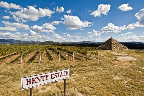 Henty Estate sign and vineyard Granite Belt Ballandean Queensland Australia