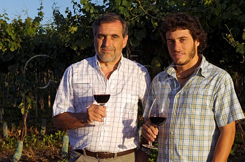 Jose Alberto Zuccardi and his son Sebastian of Familia Zuccardi in their Santa Rosa vineyards Mendoza Argentina