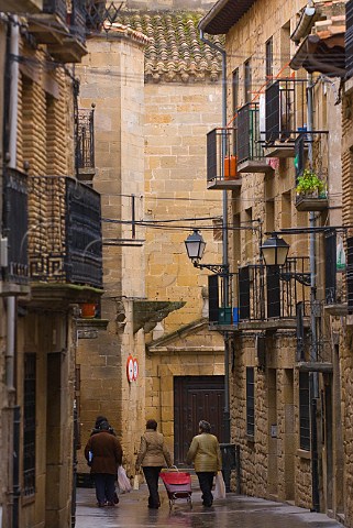 Street in the medieval town of Laguardia Alava Spain Rioja Alavesa