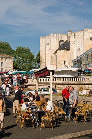 Openair caf next to the market square Niort DeuxSvres France