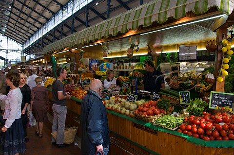 Fruit and vegetable stall at the covered market of Niort DeuxSvres France