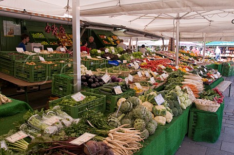 Vegetable stall at the Viktualienmarkt Munich Bavaria Germany