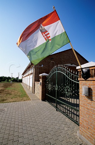 Hungarian flag at the entrance of Attila Gere winery Villany Hungary Villany