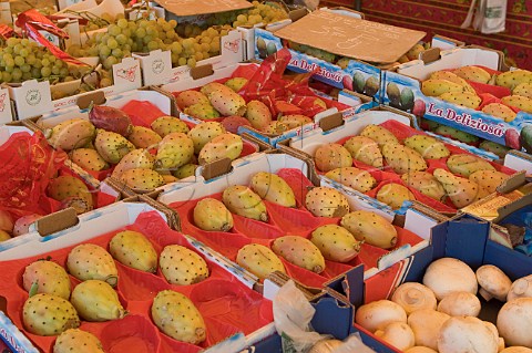Prickly pears on sale at the Sunday market in LIslesurlaSorgue Vaucluse Provence France